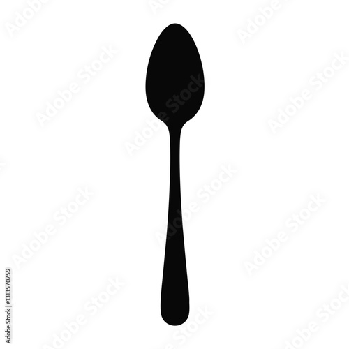 Elegant spoon silhouette on white background, minimalist design