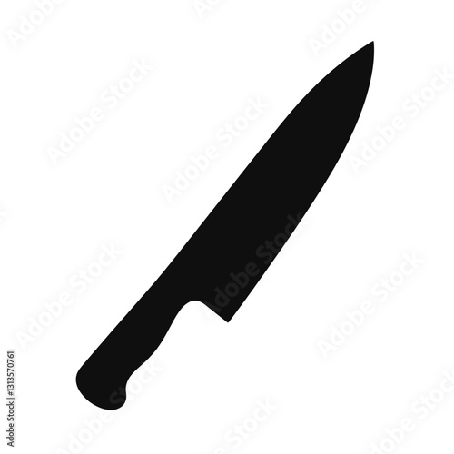 Black silhouette knife on white background, sharp and precise design