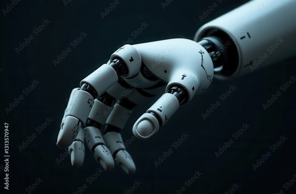 Robot's hand, close up, dark background Robot's hand, close up, dark background