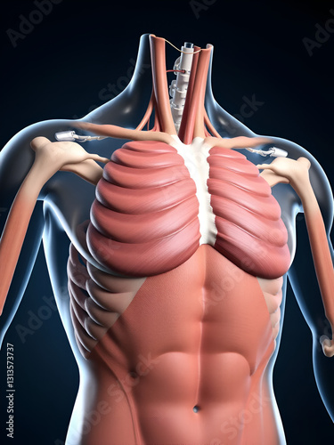 Pectineus Muscle anatomy for medical concept 3D rendering
