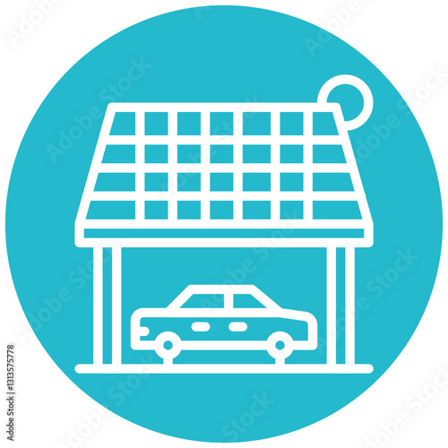 Green Energy Carport Vector Icon