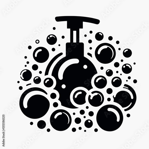 very simple flat and minimalist Soap Bubbles silhouette in black on a white background