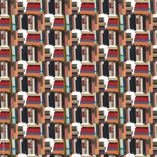 seamless pattern old books on white background
