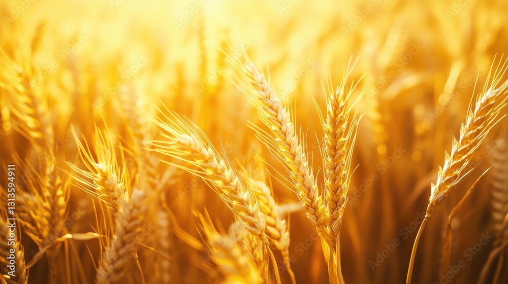 Golden wheat crops are gently swaying in bright summer sunlight Golden wheat crops are gently swaying in bright summer sunlight