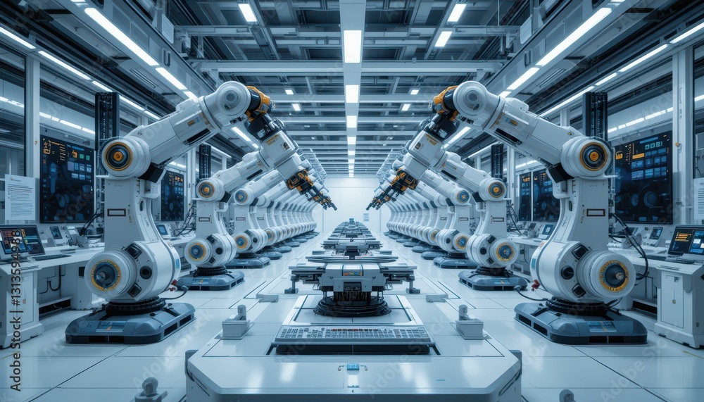 Advanced Robotics Technology in Futuristic Manufacturing Facility Advanced Robotics Technology in Futuristic Manufacturing Facility