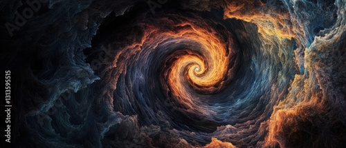 Wallpaper Mural Swirling Cosmic Dream in Dark Hues with Fiery Oranges and Blues, Capturing the Essence of the Universe's Beauty and Mystique Torontodigital.ca