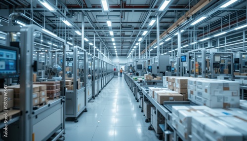 Modern Industrial Warehouse Interior with Organized Storage Systems