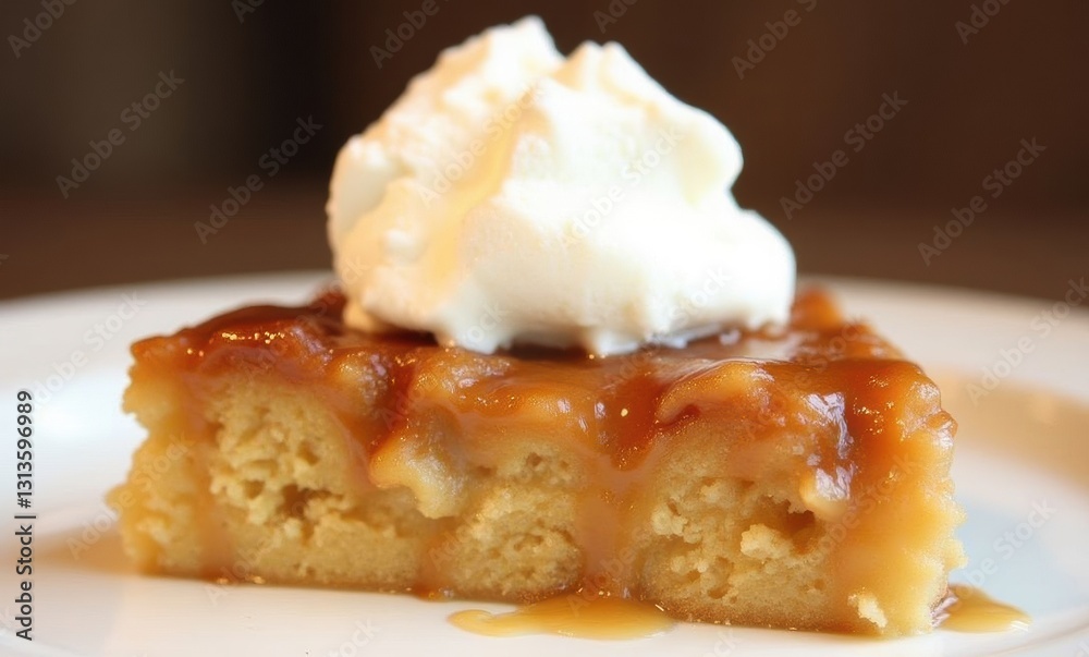 Delicious caramel cake with whipped cream Delicious caramel cake with whipped cream