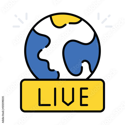 Live news vector filled outline icon. EPS 10 file