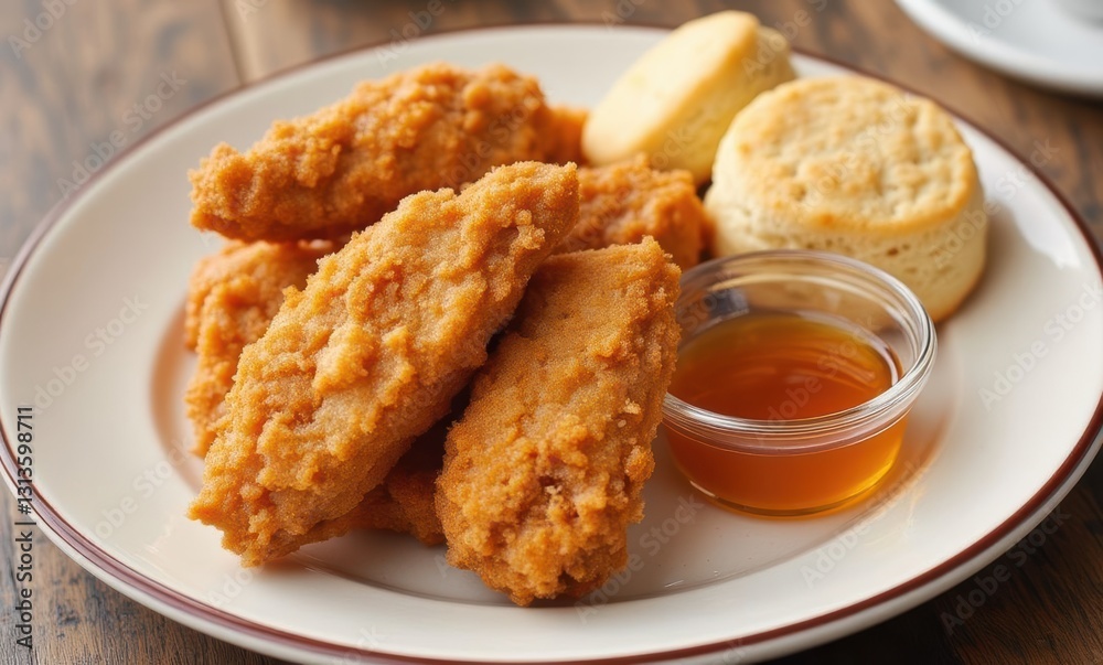 Delicious fried chicken and biscuits Delicious fried chicken and biscuits