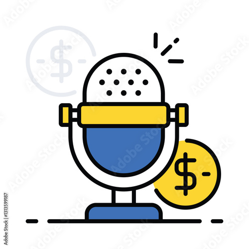 Podcast income vector filled outline icon. EPS 10 file