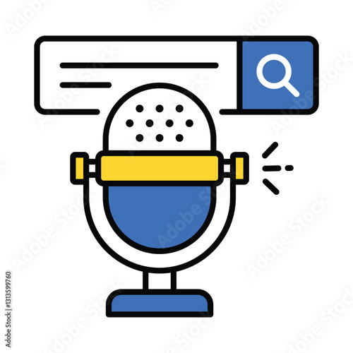 Search Podcast vector filled outline icon. EPS 10 file