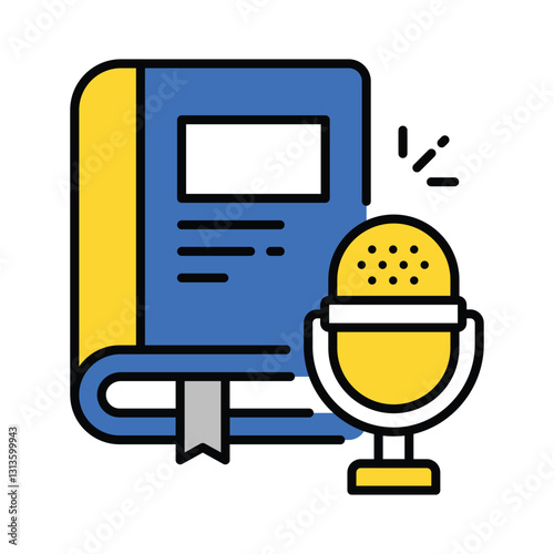 Education Podcast vector filled outline icon. EPS 10 file