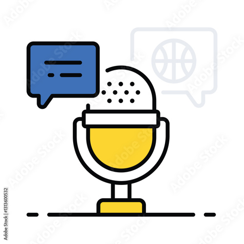 Sport Podcast vector filled outline icon. EPS 10 file