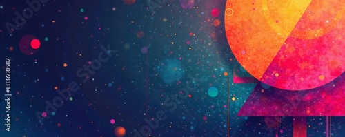 Retro style wallpaper with geometric shapes in faded color palette, geometric, retro, wallpaper