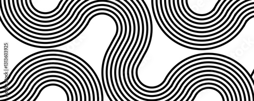 Abstract black and white retro pattern of black lines on a white background. Striped vector background.