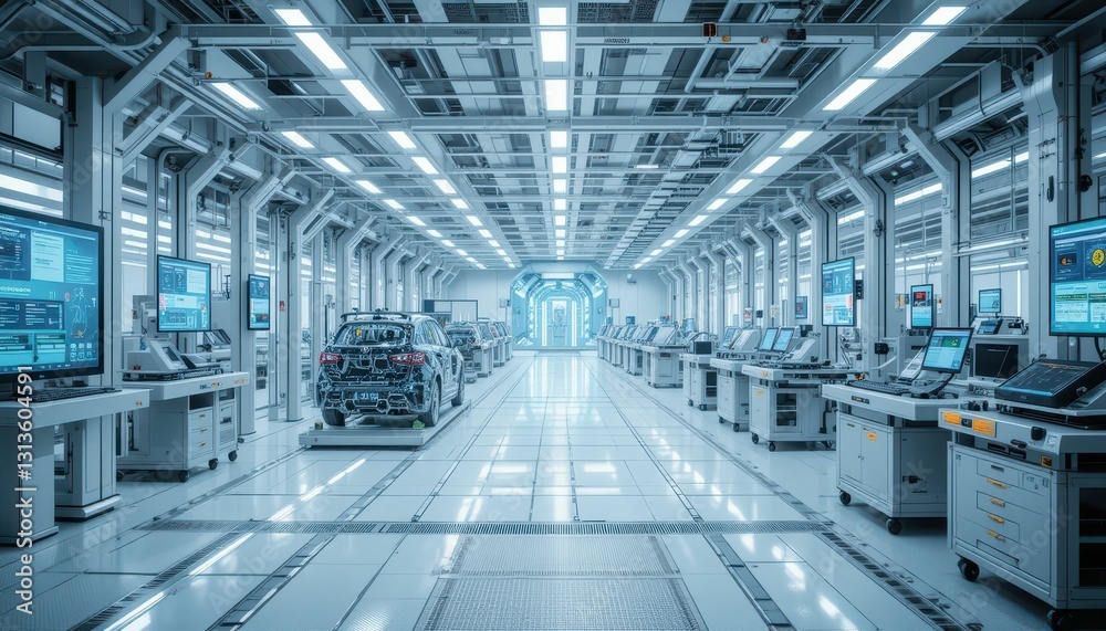 Fototapeta premium Advanced Automotive Manufacturing Facility with Modern Machinery