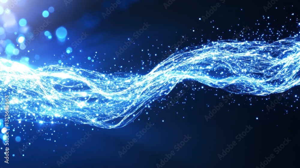 Luminous Blue Particle Wave Abstract Background Luminous Blue Particle Wave Abstract Background