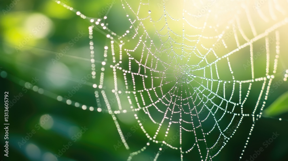 A close up photograph of a spider web covered in dew A close up photograph of a spider web covered in dew