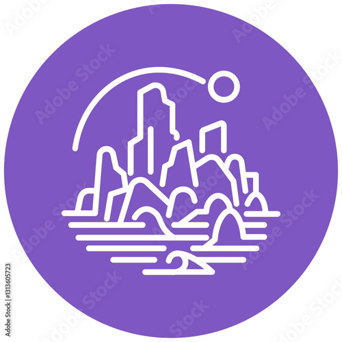 Coastal Rock Formations Vector Icon