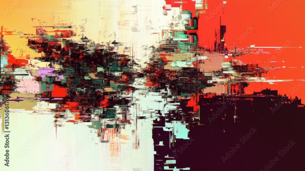 An abstract digital painting features a vibrant mix of colors and shapes An abstract digital painting features a vibrant mix of colors and shapes