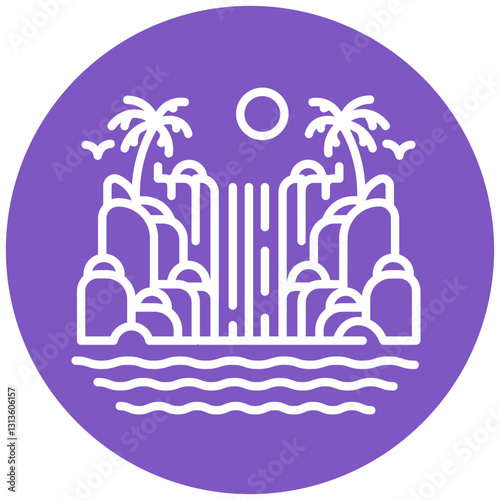 Waterfall into Sea Vector Icon