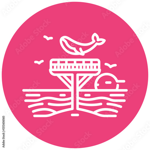 Whale Watching Platform Vector Icon