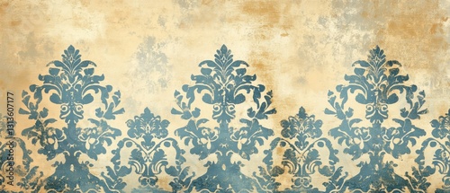 Vintage Damask Pattern with Textured Background in Soft Earthy Tones for Elegant Interior Design Inspiration and Creative Projects