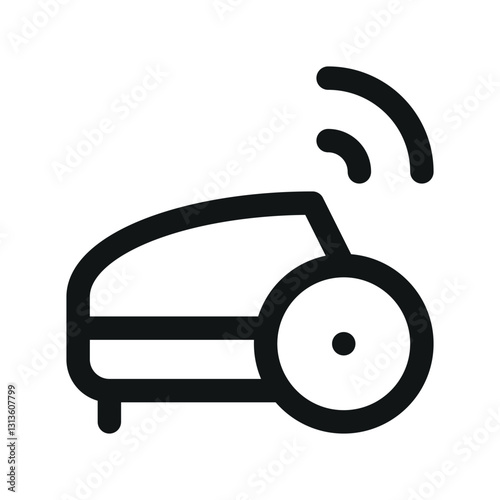 Robot lawn mower UI icon, robot lawnmower simple line user interface vector symbol