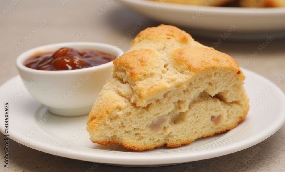 Freshly baked scone with jam Freshly baked scone with jam