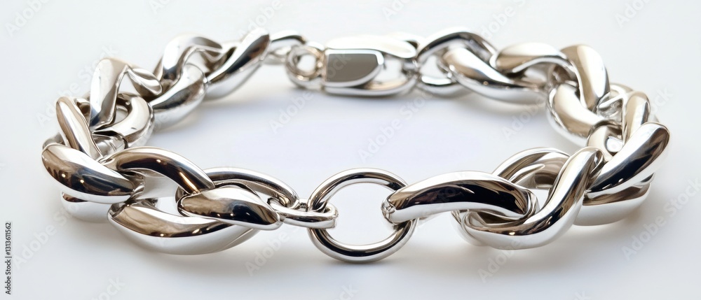 Elegant and Shiny Silver Bracelet with Unique Link Design Ideal for Fashion Accessories and Jewelry Enthusiasts Elegant and Shiny Silver Bracelet with Unique Link Design Ideal for Fashion Accessories and Jewelry Enthusiasts