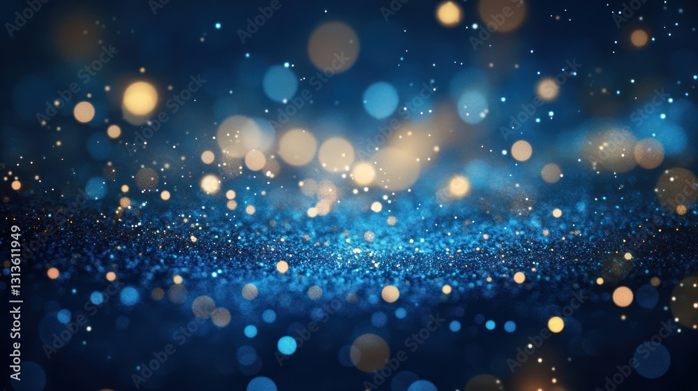 Obraz premium Abstract dark blue background with bokeh lights, for festive or elegant design