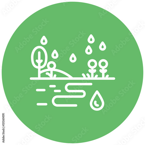 Monsoon Scenery Vector Icon