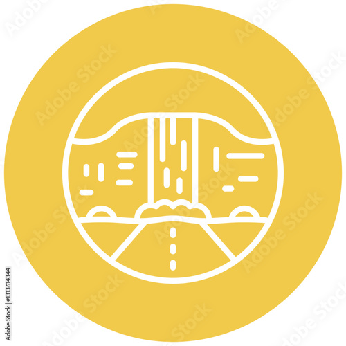Roadside Waterfall Vector Icon