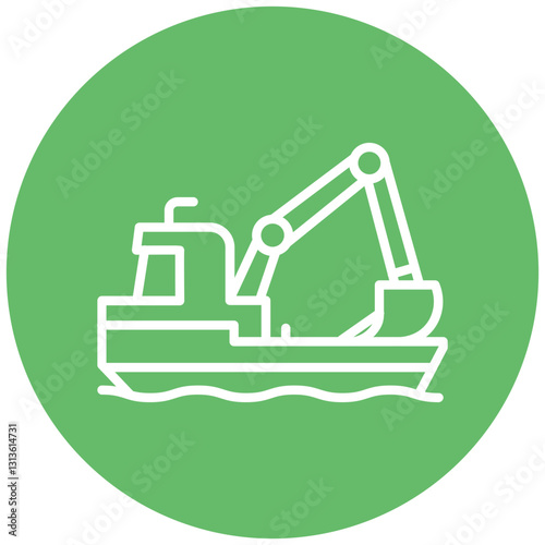 Coastal Dredger Vector Icon