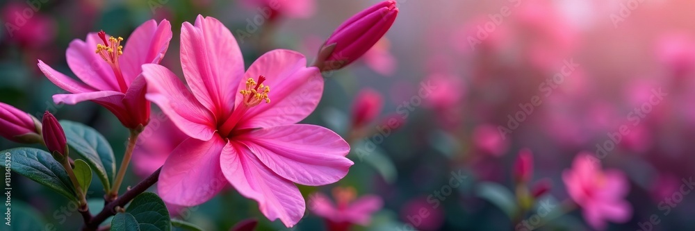 Vibrant pink and purple flowers in full bloom, floral, isolated Vibrant pink and purple flowers in full bloom, floral, isolated