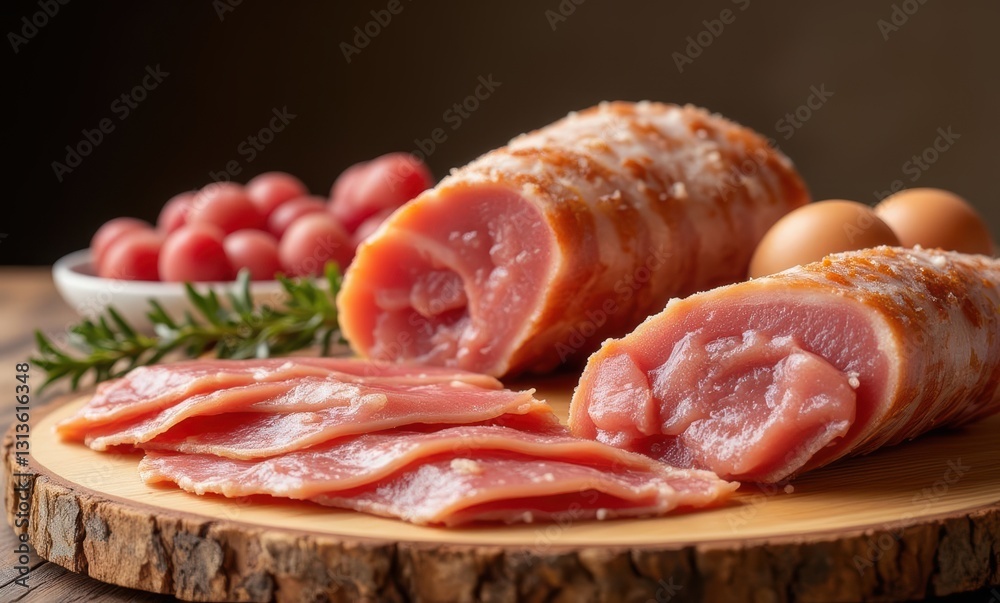 Sliced cured meat with fresh ingredients Sliced cured meat with fresh ingredients