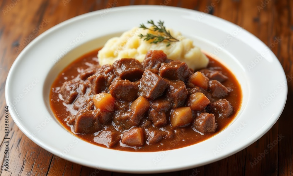 Hearty beef stew with mashed potatoes Hearty beef stew with mashed potatoes