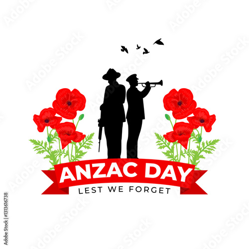 Vector illustration of Anzac Day social media template