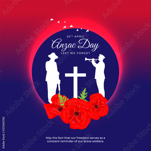 Vector illustration of Anzac Day social media template