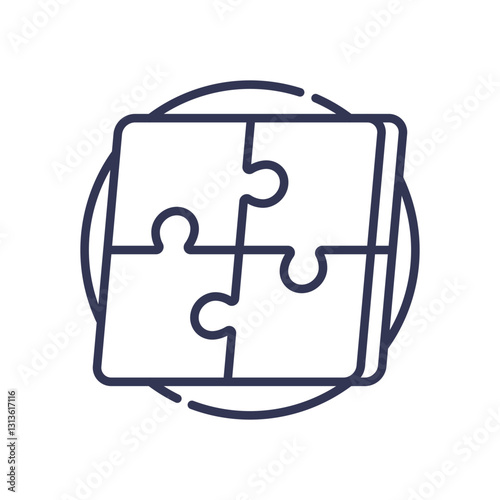 Four puzzle pieces forming a complete square, symbolizing completeness.