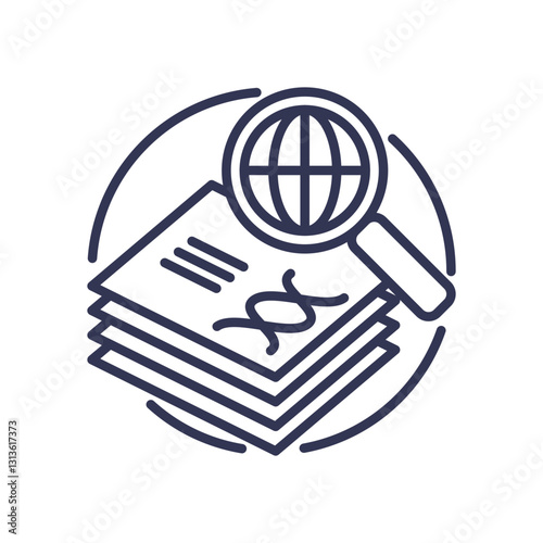 Magnifying glass over documents symbolizes detailed examination and analysis.