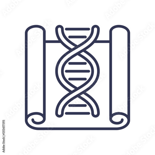 DNA helix on a scroll, symbolizing genetic classification and research.