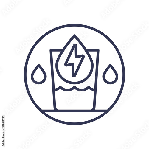 Glass with water and energy symbol, representing HydrationEnergy.