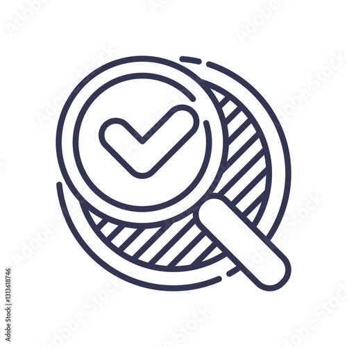Magnifying glass with checkmark symbolizes thorough quality assurance.