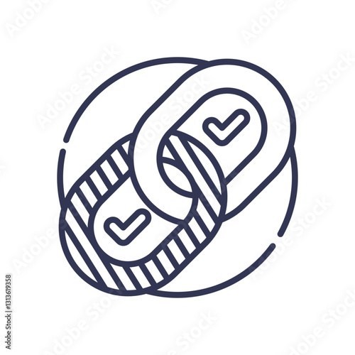 Interlinked chains with check marks symbolize trust and partnership.