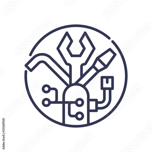 Tools and circuits symbolize versatility and modernity in technology.