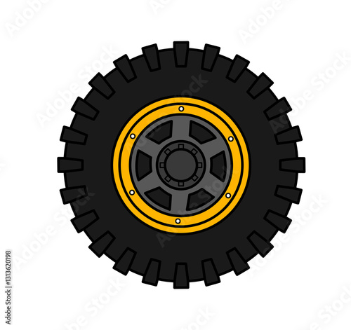 Side view, digital illustration of an off-road 4x4 SUV wheel