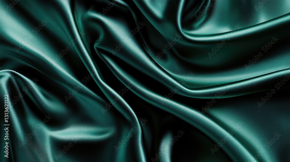 Obraz premium A close up shot of flowing teal fabric with shadows