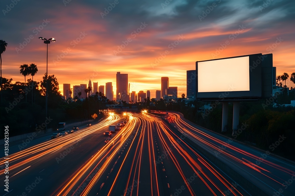Blank Billboard on a Highway for Advertisement Spring Promotion Blank Billboard on a Highway for Advertisement Spring Promotion